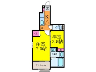 フロ－ラル南別府の物件間取画像